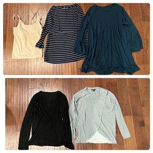 5 Breastfeeding Top Bundle Size Small Shirts and Cami - free feeding cover